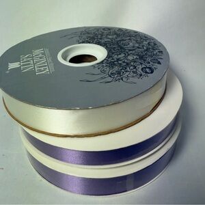 MCGINLEY Satin Ribbon White and Purple NWT